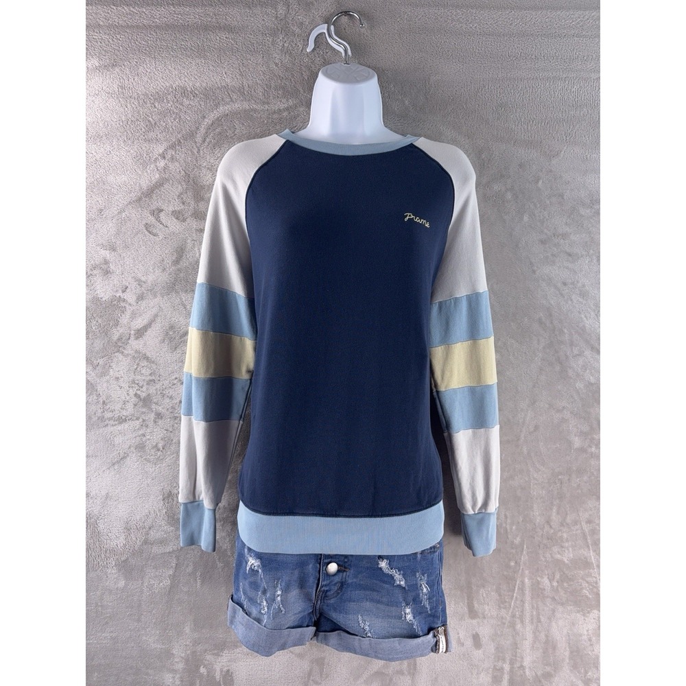 FRAME Crewneck Sweater Womens Size XS Blue Colorblock Striped Casual‎ Pullover